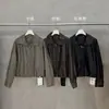 MMC Jaqueta de Couro PU Curta Gola Alta Vintage Outono Early Ajuste Solto Jaqueta de Couro Biker Casaco Versátil Casual 63W81020