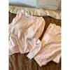 Conjunto de pijama rosa de manga larga, estilo Ins, corte relajado, con sujetador incorporado, adecuado para primavera y otoño, hecho de algodón suave, incluye pantalón largo, y se puede usar como ropa de estar en casa o incluso para salir