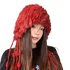 Nuevo Estilo 2025 Sombrero de Felpa con Borla de Piel de Conejo Real para Protección de Orejas para Mujer en Otoño e Invierno, Sombrero de Punto Cálido para Cara Pequeña, Sombrero Lei Feng para Esquiar