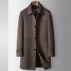 Casaco Masculino para Outono e Inverno, Comprimento Médio, com Forro de Penugem de Ganso Removível, Trench Coat de Lã de Negócios de Luxo de Alta Qualidade, Moderno