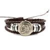 Pulseira de Couro de Vaca Tecida Estilo Retrô Cabeça de Líder Tribal Pulseira de Couro Genuíno para Homens Joia Pulseira Estilo Étnico Atacado
