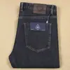 Otoño e Invierno Nuevos Pantalones Casuales para Hombre de Algodón Mezclado Rectos Azul Oscuro Combinables de Cintura Media Gruesos de Alta Gama