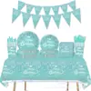 Suministros para Fiesta de Cumpleaños con Tema de Diamantes Decoración de Cumpleaños Morado Rosa Azul Tiffany Globos Decorativos Platos de Papel Vajilla
