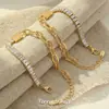 Diseño de Estilo Ins Europeo y Americano Pulsera y Collar Exagerados con Incrustaciones de Circonita, Set de Acero de Titanio Transfronterizo 18K Joyería al por Mayor