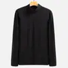 Camiseta base de terciopelo de doble cara para hombre para otoño e invierno, ropa interior térmica de terciopelo alemán de doble cara con cuello medio alto, camiseta de manga larga