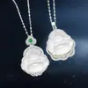 Collar de Plata de Ley S925 Buda Maitreya Calcedonia de Hielo Nuevo Estilo Chino Tendencia Nacional Colgante de Buda Cara Sonriente Collar de Zirconia de Alta Gama