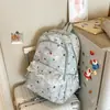 Mochila Corazón Floral Gris Nube, Estilo Suave para Secundaria y Preparatoria, Mochila Escolar Ligera y Elegante para Mujer, Mochila de Viaje de Moda