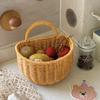 Cesta de Almacenamiento para Cebolla, Jengibre y Ajo de Cocina Montada en la Pared Cesta Tejida de Mimbre de Imitación Satchchel Retro Cesta Pequeña Cesta de Frutas Cesta de Flores Cesta de Huevos