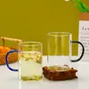Copo de Vidro Borossilicato Colorido de Camada Única Atacado Copo Transparente para Bubble Tea de Escritório Copo para Mingau Leite Café da Manhã em Casa