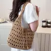 2026 Nuevo Bolso Tote Casual de Moda Estilo Coreano Inspirado en el Bosque, Tejido Hueco, Bolso de Punto Ligero de Hombro Único para Mujer