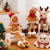 Mingguan Artigos de Decoração de Natal Tecido Homem de Gengibre Boneca Sentada de Pernas Longas Decoração de Mesa para Festa de Feriado