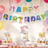 Conjunto de Festa de Aniversário Tema Unicórnio com Bandeiras e Decorações, Artigos de Decoração de Bolo de Aniversário Infantil My Little Pony