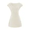 Vestido Corto de Manga Corta Estilo Francés para Mujer, Cintura Fruncida Ceñida, Sencillo y Elegante, Hermoso Vestido Corto Ajustado Verano 2026