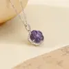 Yuebao Joias Pingente de Cristal Natural Anel de Prata Esterlina S925 Flor de Ameixa Ametista Conjunto de Corrente Conjunto de Joias de Prata Personalizado