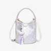Bolsa de Mano para Mujer con Brocado Zhuang de Guangxi, Patrimonio Cultural Inmaterial, Gran Capacidad, para Viajes, Debajo del Brazo, Hombro, 2026 Nueva, Bolso Tote Tipo Cubo de Piel Suave