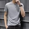 Camiseta de manga corta blanca de color sólido para hombre de verano talla grande talla grande estilo coreano corte ajustado moderna guapa cuello redondo manga media
