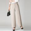 Pantalones Rectos de Lana de Otoño e Invierno para Mamá, para Mujeres de Mediana Edad y Mayores, con Cintura Elástica y Terciopelo Grueso, Talla Grande