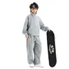 Conjunto para Niños 2026 Estilo Primavera/Otoño Cárdigan con Capucha Sudadera Pantalones Deportivos Conjunto de Dos Piezas Moderno Genial Color Sólido Ropa Deportiva para Niños Medianos y Mayores