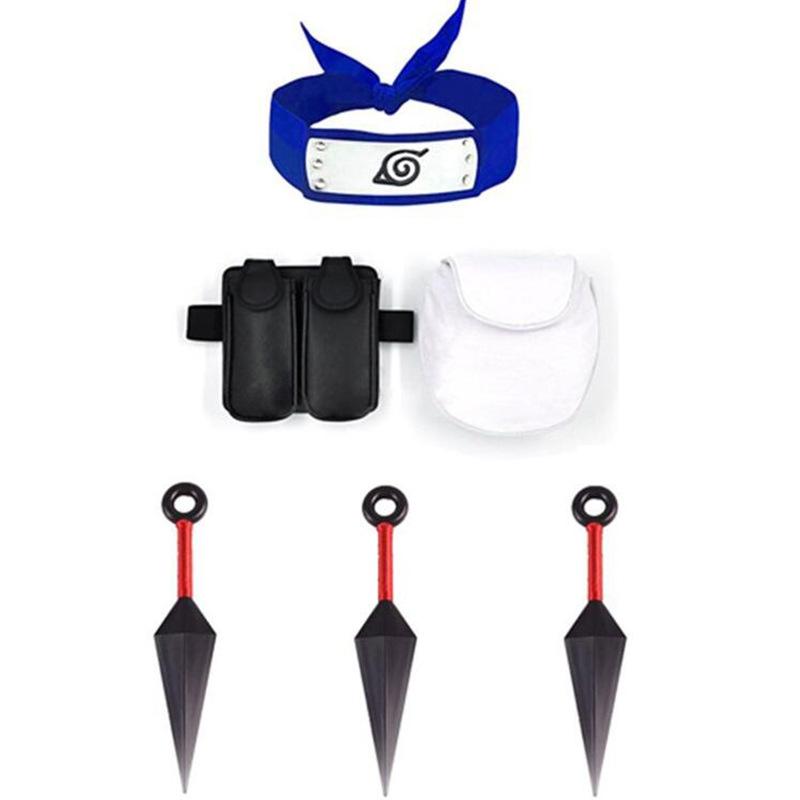 木叶蓝色护额+忍具两件套+红色26cm苦无