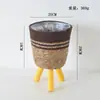 Soporte Decorativo Nórdico de Pie para Almacenamiento Florero de Paja Cesta de Flores para Plantas Ratán Maceta Rábano Verde Estante para Macetas de Balcón Sala de Estar