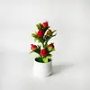 Planta en maceta artificial de 7 ramas con frutos en stock para decoración de oficina, adorno de escritorio de fruto de la fortuna, bonsái creativo de regalo para el Festival de Primavera