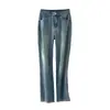 Jeans Cropped Reto Azul Claro Novo de Outono com Stretch em Quatro Direções para Mulheres, Calças Cigarette Slimming de Cintura Alta, Calças Casuais Versáteis