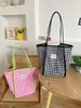 Bolso de Hombro Cuadros Dopamina Contraste Gran Capacidad Bolso de Viaje Bolso Tote Doble Capa Bolsa Ligera de Tela Mochila para Estudiante Universitario