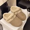 Pantuflas de Algodón Gruesas con Lazo para Mujer, Moda Invierno 2026, Medias Pantuflas Cerradas Simples y Versátiles de Piel Sintética Gruesa