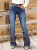 Jeans HME para mujer europeos y americanos, modernos de calle ajustados con estampado pesado y microcampana, venta al por mayor transfronteriza