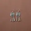 Novos Brincos de Tendência Nacional Estilo Chinês Estilo Antigo para Mulheres, Brincos Longos com Franja de Prata Xizang Estilo Palácio Retro, Joias para Orelha Estilo Étnico