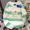 Nova Camiseta Estilosa de Design Americano com Gola Redonda e Manga Longa para Mulheres Outono Algodão Puro Versátil Preguiçosa Estudante Tie-Dye Top