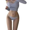 Braguitas Sexy Simples de Seda de Hielo Estilo Japonés para Mujer Triángulo de Cintura Baja Sin Costuras con Abertura Alta Ropa Interior para Estudiante para Mujer