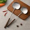 Espátula Cogumelo de Madeira Maciça Aço Inoxidável Colher de Cabo Longo Utensílios de Cozinha Colher Espátula Fonte de Suprimento Exclusiva para Exportação Transfronteiriça Espátula Retro