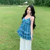 Top sin mangas con estampado floral y cuello halter para mujer, corte holgado, adelgazante, Camisola con estampado floral, Pantalones largos blancos, Otra ropa exterior