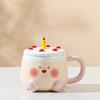 Taza de Cerámica para Pastel de Alto Valor Estético, Taza Linda de Dibujos Animados para Niñas, Juego de Tazas con Tapa para el Hogar, Taza de Café, Caja de Regalo