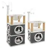 Casa cuadrada para gatos con barril de sisal multicapa, estructura para trepar gatos, tabla rascadora, árbol para gatos divertido, cápsula espacial, resistente a los arañazos, resistente al desgaste y cálida casa para gatos