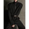 Sudadera con cuello alto tipo gofre y media cremallera para hombre, moderna, estilo retro americano, juvenil, con cremallera metálica, diseño de nicho, chaqueta