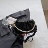 2025 Nueva Bolsa Novedosa de Perlas Plegada tipo Nube de Mano para Mujer con Buen Aspecto, Bolso de Hombro Simple para Axila, Bolso Cruzado Casual