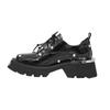 Zapatos Pequeños Cuadrados de Cuero Estilo Británico Retro Personalizados de Fábrica para Mujer Zapatos Derby de Cuero Genuino Zapatos de Plataforma Estilo Punk Decorados con Remaches