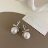 Pendientes de perlas con lazo de circón, diseño femenino, estilo retro, con personalidad, elegantes y a la moda.