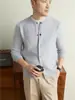 Cárdigan de punto para hombre Yingao de primavera y otoño, Chaqueta de color liso con cuello redondo de un solo botón, Suéter nuevo de manga larga para caballero