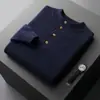 Nuevo Suéter de Cachemira para Hombre Otoño e Invierno, Cuello Abierto Medio Alto, Holgado Casual de Moda, Suéter de Lana Tejido Talla Grande