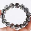 Pulsera de Cristal de Cabello Negro Brasileño Natural Prioritario Cabello Claro Cristal Negro Cabello Cristal de Titanio Pulsera para Hombres y Mujeres