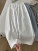 Pantalones Cargo Rectos de Algodón Puro para Mujer, Estilo Coreano Reductor de Edad con Cordón Elástico de Cintura Alta, Pantalones Cropped de Globo con Botón de Concha para Otoño