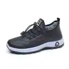 Zapatos de Algodón de Invierno para Mujer Estilo Pekín Antiguo Superficie de Cuero Impermeable Zapatos de Algodón para Madre Forrados de Felpa Zapatos para Caminar Engrosados Antideslizantes Cálidas Botas de Algodón para Mujer