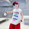 Camiseta Colete Sem Manga Estilo Coreano Graffiti Verão para Meninos Novo Modelo 2026 para Crianças Maiores Top Sem Manga Soltinho