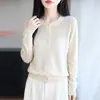 Cárdigan de Punto para Mujer, Nuevo Otoño/Invierno 2026, Lana Fina, Cuello Redondo, Manga Larga, Color Sólido, Diseño Hueco, Abrigo Superior de Corte Holgado