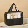 Bolsa de Maquillaje Nueva Estilo Empalmado, Gran Capacidad, Simple, Semitransparente, Impermeable, Bolsa de Almacenamiento Portátil para Viaje