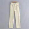 YPFF verano nuevo estilo europeo y americano ropa de mujer INS moda lavado cintura alta botón piso dividido pantalones vaqueros