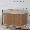 Caixa de Armazenamento Estilo Japonês, Cesta de Armazenamento para Sala de Estar e Quarto, Cesta de Armazenamento de Palha e Rattan Sintéticos, Cesta de Armazenamento para Armário de Casa